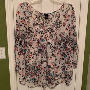 Torrid white and multi color plus sized floral top